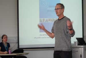 Alan instructs early career historians in the art of hand-waggling.